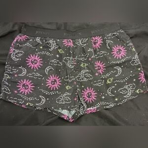 3/10 Joyspun Sleep Shorts M Celestial Sun Moon Black White Pink